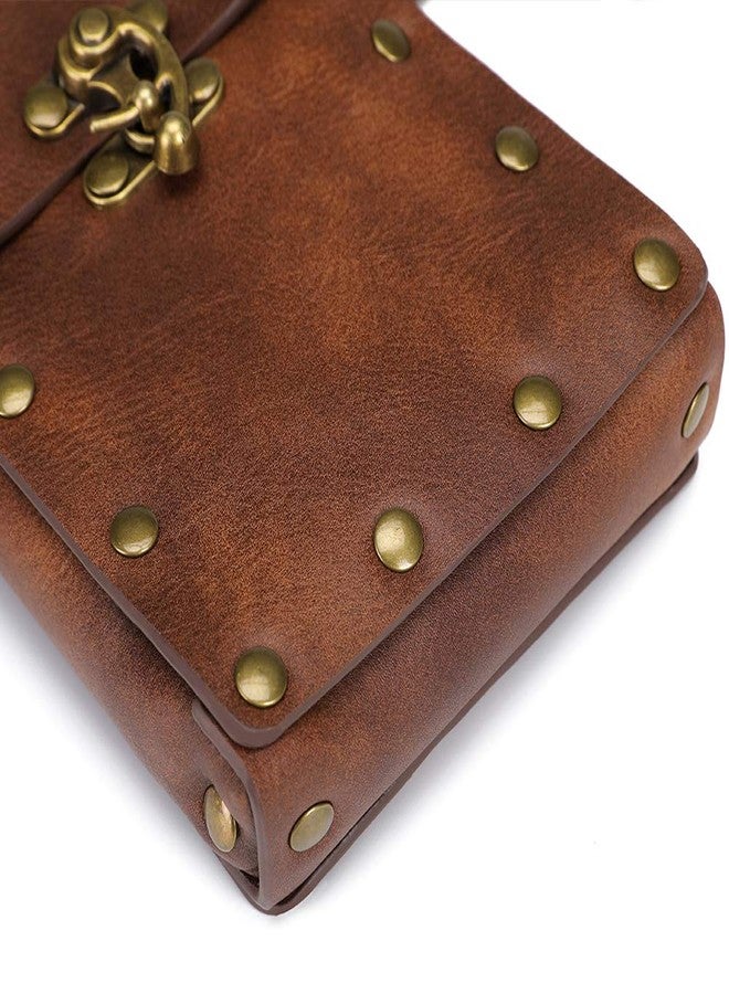 SUMGOGO Belt Pouch Waist Bag Fanny Pack Medieval Vintage Leather Pouch Cellphone Holder Holster Carry Belt Purse Pocket Casual Hiking Festival Renaissance Faire Costume Props Travel Wallet (Brown) - Image 5